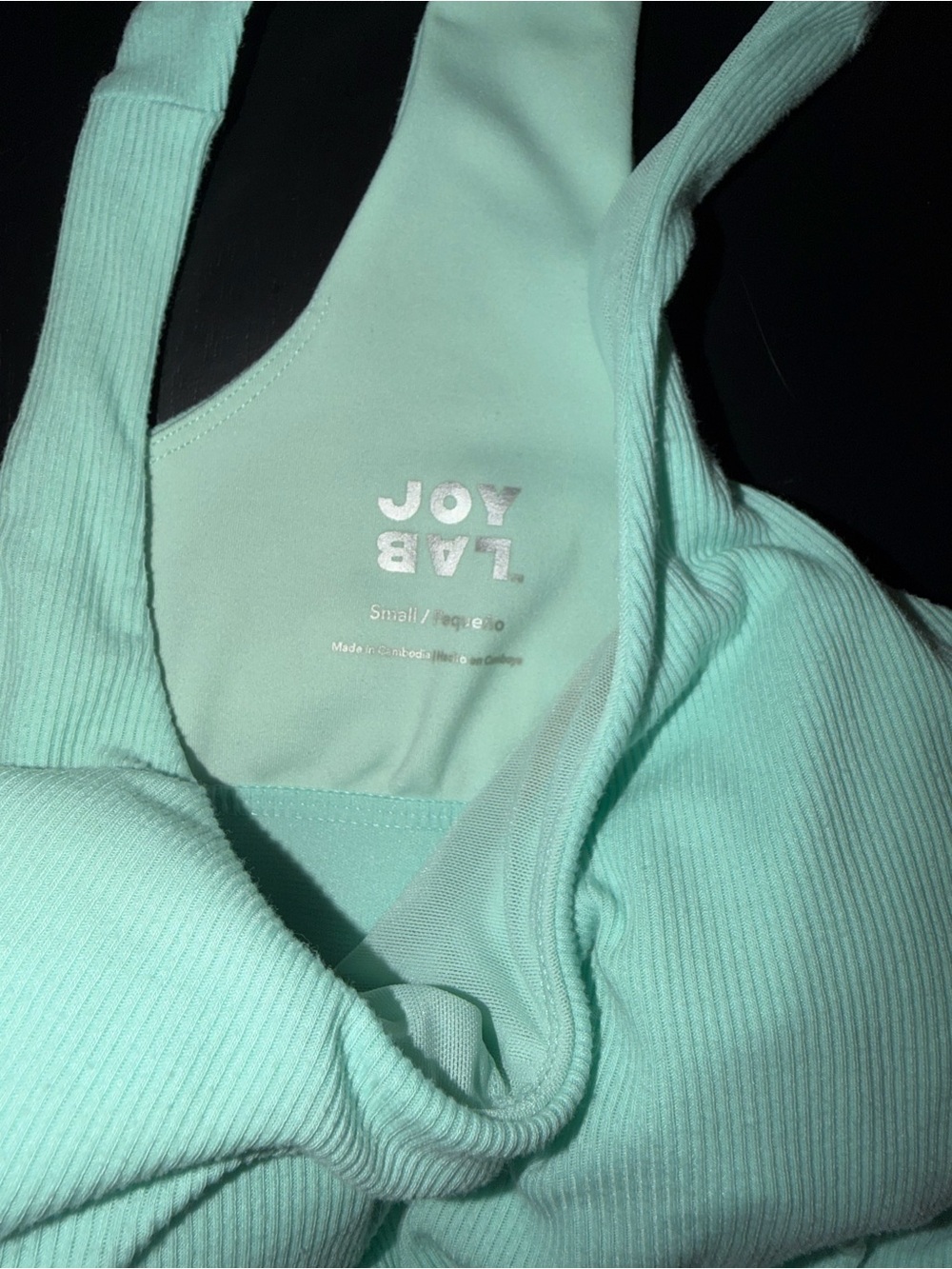 JoyLab Mint Ribbed Racerback Knot-Front Crop Tank - Picture 2 of 3